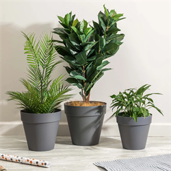 Горшок для цветов IDILAND Tarragon D250мм, 7л со вставкой, серый (12) 221610535/01 - фото 144439