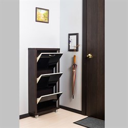 Шкаф для обуви Айрон Люкс 3-х секционная (Венге/Стекло черное) - фото 144715