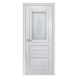 Полотно ЛЕСКОМ дверное Экшпон Имидж-2 эмалит белый/серебро, витражное стекло 70 - фото 144863