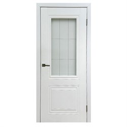 Полотно ЛЕСКОМ дверное Экшпон S-2 эмалит белый, стекло гравировка решетка 60 - фото 144916