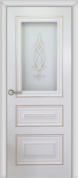 Полотно ЛЕСКОМ дверное Экшпон Имидж-2 эмалит белый/золото, витражное стекло 60 - фото 144939