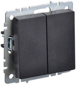 Выключатель BRITE 2-кл. 10А черный BR-V20-0-10-K02 - фото 145021