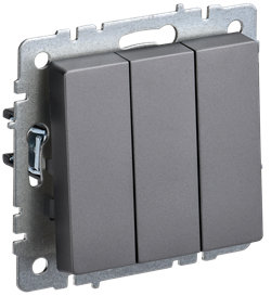 Выключатель BRITE 3-кл. 10А сталь BR-V30-0-10-K46 - фото 145036