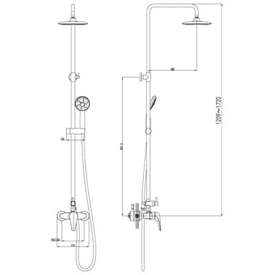 Смеситель POSEIDON для душа с верхней душ. лейкой Тропический дождь и 1 функц. лейкой, хром LM4260C - фото 25043