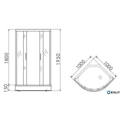 Душевая кабина ER0510-C3 1000*1000*1950 - фото 25840