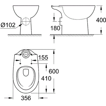 Унитаз GROHE напольный безободковый BAU CERAMIC 39349000 - фото 26055
