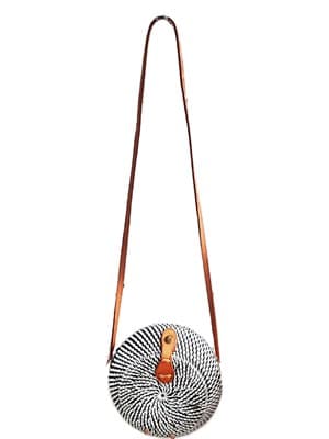 Дамская сумочка CV.MAHKOTA JAVA RATTAN ротанг 18см черно-белая - фото 26155
