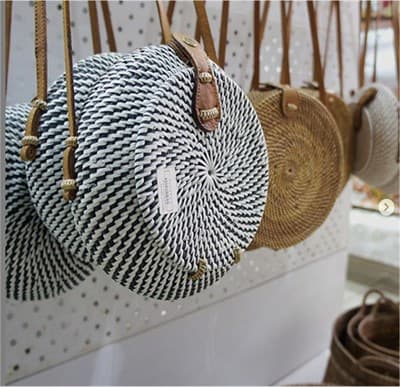 Дамская сумочка CV.MAHKOTA JAVA RATTAN ротанг 18см черно-белая - фото 26303