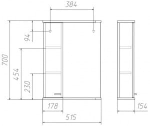 Шкаф-зеркало Классик 50 левый DA1048HZ - фото 26524
