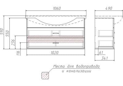 Тумба под умывальник Belle 105 Элеганс белый матовый DB1204T - фото 26534