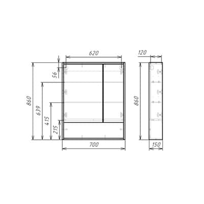 Зеркало для ванной комнаты PRIME 70 дуб сонома DP9006HZ - фото 26559