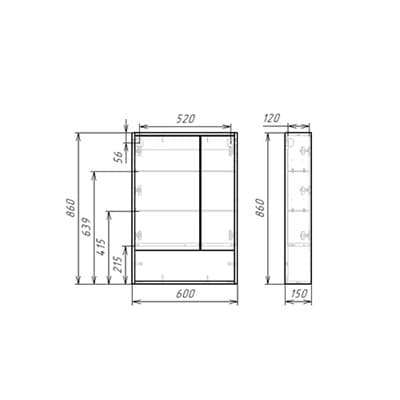 Зеркало для ванной комнаты PRIME 60 дуб сонома DP9005HZ - фото 26561