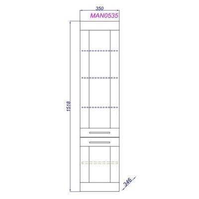 Пенал AQWELLA для ванной комнаты Манчестер белый MAN0535 - фото 26568
