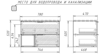 Тумба под умывальник TREND 80 подвесная Дуб серый DTR8001T - фото 26578
