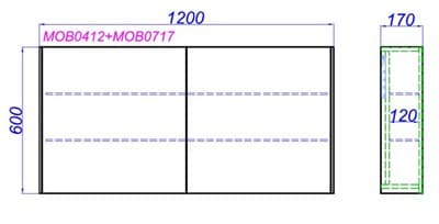 Зеркало для ванной комнаты AQWELLA Mobi 120 дуб балтийский/бетон светлый MOB0412/MOB0717BS - фото 26580