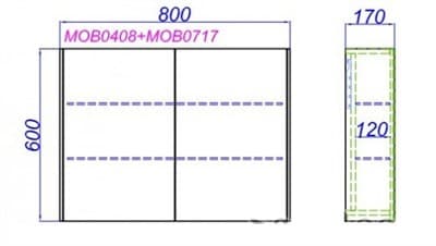 Зеркало для ванной комнаты AQWELLA Mobi 80 дуб балтийский/бетон светлый MOB0408/MOB0717BS - фото 26583