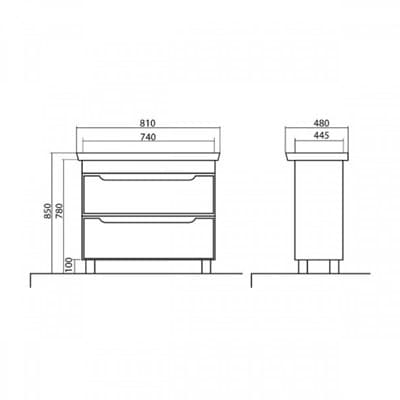 Тумба для ванной комнаты АВАЛОН 80 с умывальником - фото 26603