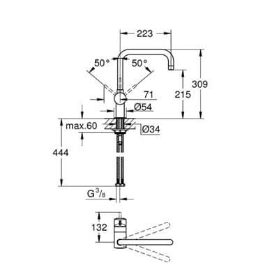 Смеситель GROHE однорычажный для мойки Flair цвет хром, DN 15 32453000 - фото 26633