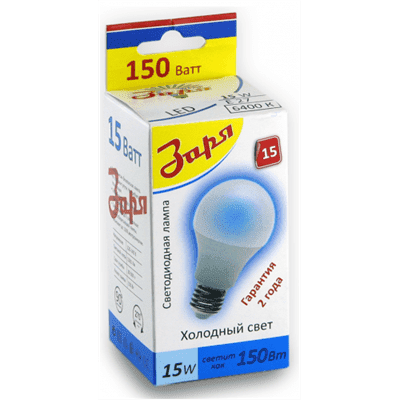 Лампа светодиодная ЗАРЯ А60 А3 5W E27 4200K(станд) - фото 27873