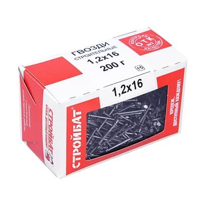 Гвозди СТРОЙБАТ строительные 1,2*16 (0,2кг) 14/2610001 - фото 29011
