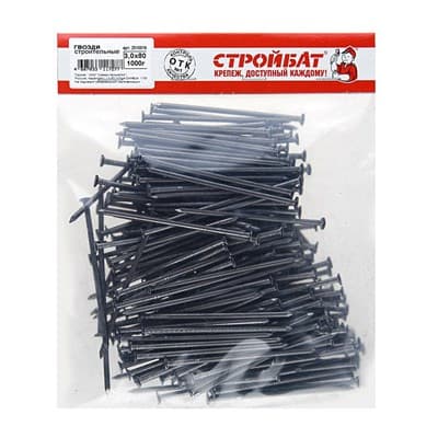 Гвозди СТРОЙБАТ строительные 3,0*80 (1,0кг) 5138/2510019 - фото 29034