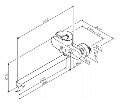 Смеситель AM.PM для ванны и душа LIKE излив 320/350 мм, хром F8090000/F8090016 - фото 30413