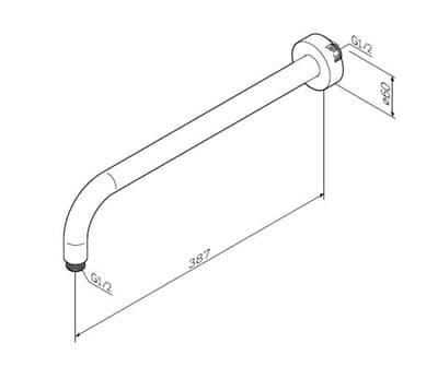 Держатель AM.PM верхнего душа 390мм хром F0500701 - фото 32491