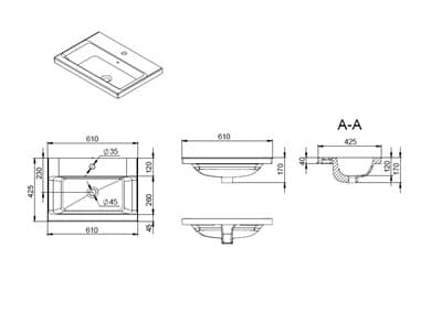 Раковина мебельная AM.PM GEM керамическая, 60 см, встроенная, цвет: белый, глянец M90WCC0602WG - фото 32613