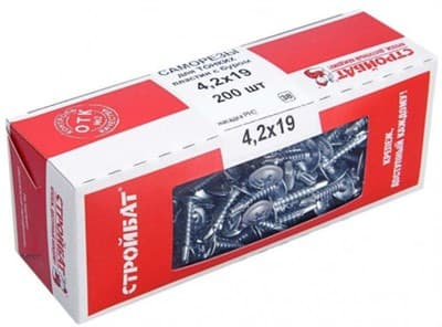 Саморезы СТРОЙБАТ для тонк.пластин оц.с буром 4,2х19 (200шт) 513/2640223 - фото 32997