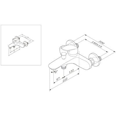 Смеситель AM.PM для ванны/душа LIKE излив 199мм хром F8010016 - фото 33189