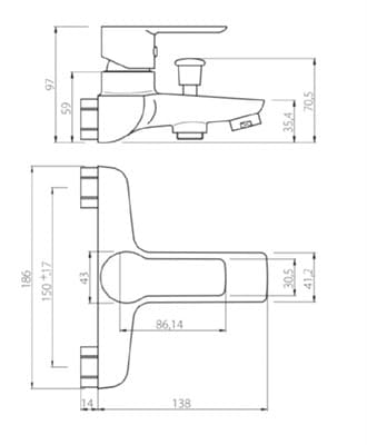 Смеситель DAMIXA RedBlu для ванны и душа ORIGIN ELEGANCE белый 841000000 - фото 33194