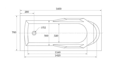 Ванна прямоуг. SANTANA 160*70 без ножек белая - фото 34009