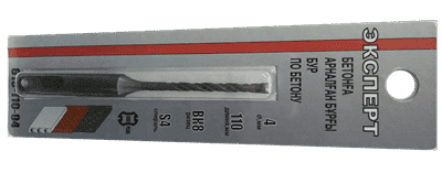 Бур ЭКСПЕРТ по бетону, хвостовик SDS-Plus, 4*110мм 610-110-04 - фото 34293