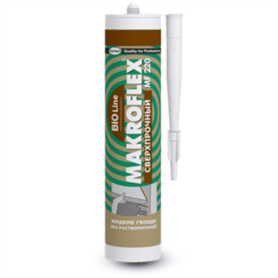 Клей монтажный MAKROFLEX Bioline MF220 Турбо быстрый с пов.прочностью креп.,картридж 400г белый - фото 34987