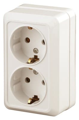 Розетка ЭРА Intro 2х2P+E Schuko 16А-250В Quadro слон кость 2-204-02 - фото 35509