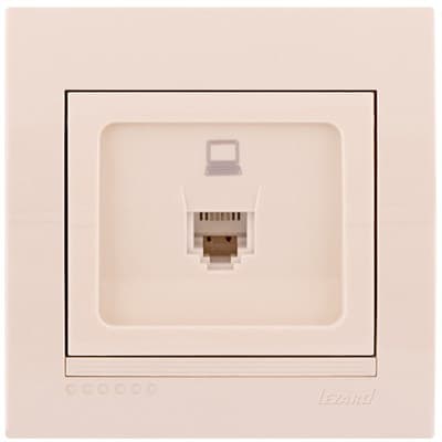 Розетка DERIY компьютерная керамика со вставкой крем 702-0303-139 - фото 35533