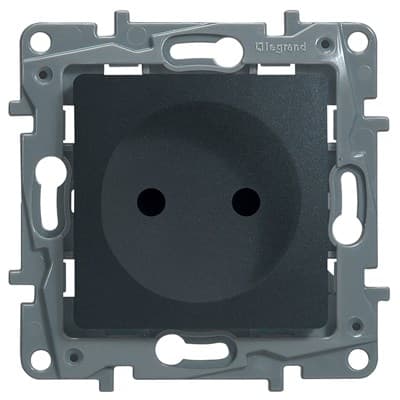 Розетка LEGRAND Etika 2К+З со шторками, винтовые зажимы, 16А (антрацит) 672634 - фото 35549