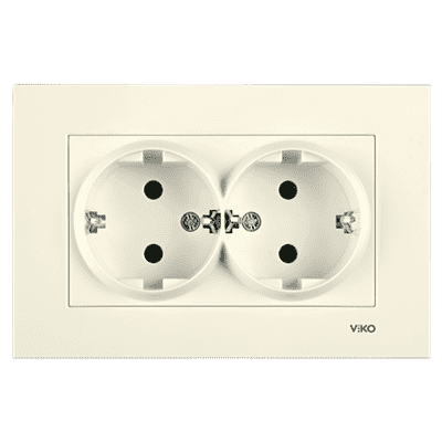 Розетка VIKO KARRE KREM двойная с/з 90960156 арт.363-36150 - фото 35790