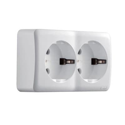 Розетка VIOLA двойная с/з закрытый корпус  751-0200-127 - фото 35798