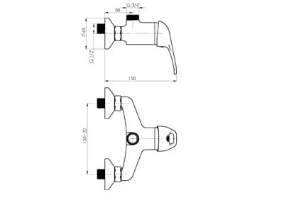 Смеситель RUBINETA P-15 Star для душа P50801 - фото 36269