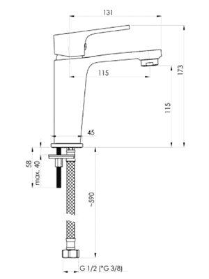 Смеситель RUBINETA Modena-18 для раковины MD80008 - фото 36407