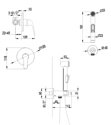 Смеситель LEMARK плюс Эдванс с гигиеническим душем, встраиваемый, хром LM1219C - фото 36482