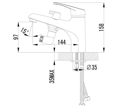 Смеситель OMEGA на борт ванны, с кортким изливом,с аксессуарами хром LM3115C - фото 36579