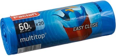 Пакеты MULTI-TOP для мусора 60л 60х80см 20шт 20мкм - фото 36585