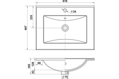 Умывальник Бергамо 60 встраиваемый белый 1с - фото 36771