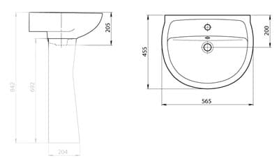 Умывальник ВЕРСИЯ с переливом белый - фото 36773