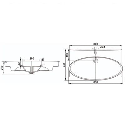 Умывальник Санти 80 мебельный с креплением белый 1с - фото 36807