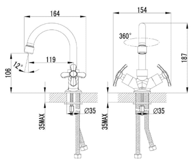 Смеситель BENEFIT для умывальника с поворотным изливом, хром LM2507C (130R) - фото 37167