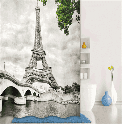 Штора IDDIS для ванной комнаты полиэстер Paris days,Grey 180*200 541P18Ri11 - фото 37351