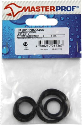 Набор МАСТЕРПРОФ сантехнических колец для американок 1/2", 3/4", 1" (2+2+2 шт) MP арт. ИС.130926 - фото 38498